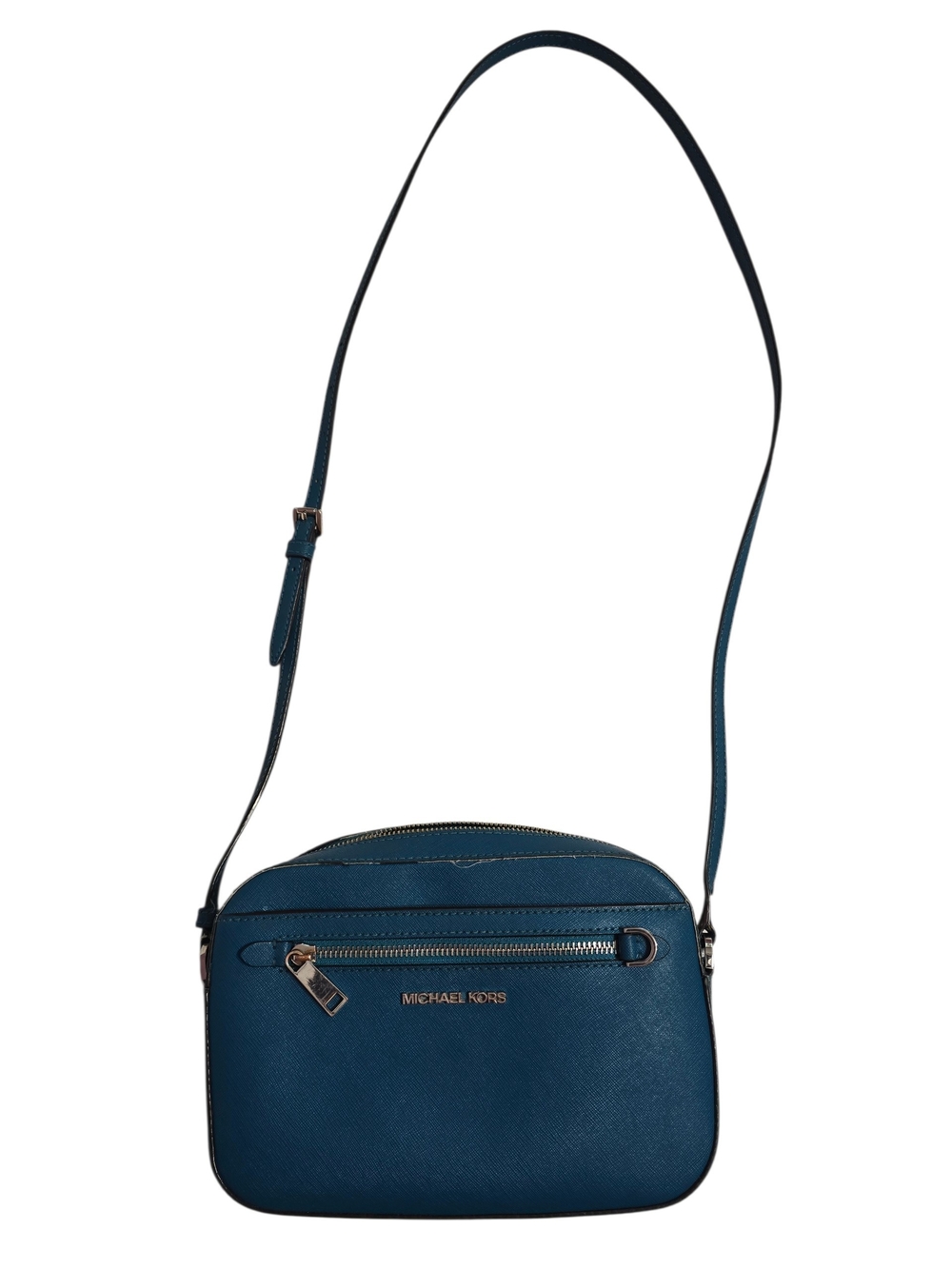 Michael Kors Jet Set Teal Blue Saffiano Leather Crossbody Bag